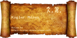 Kogler Mózes névjegykártya